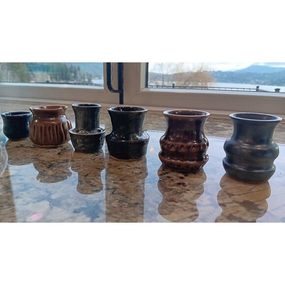 Lot of 6 X Mini Collectible Ceramic Pots By "Connie" Beautiful! - Picture 1 of 16